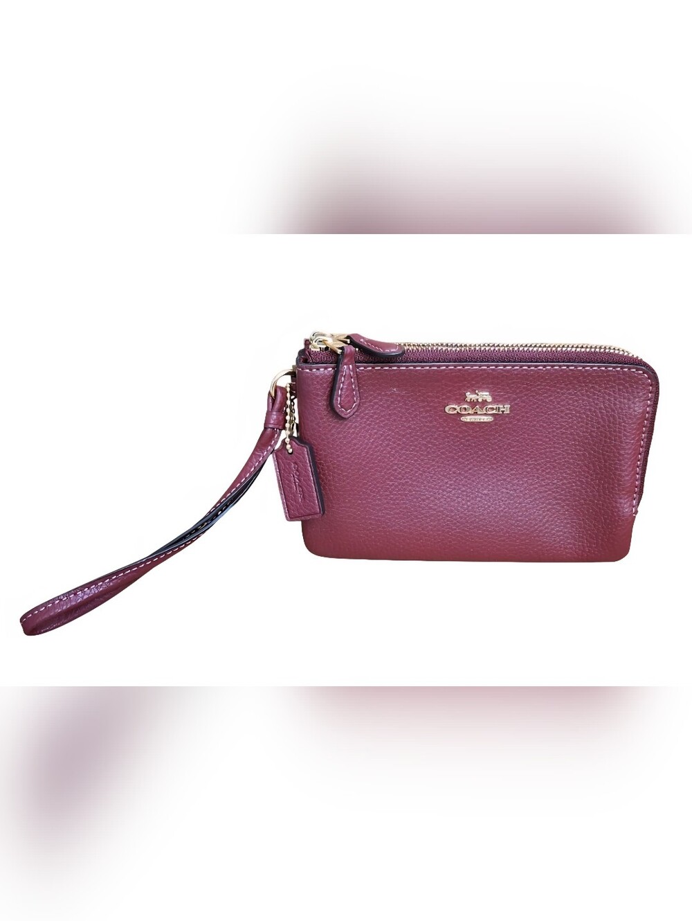 Coach Small Burgundy Double Zip Wristlet